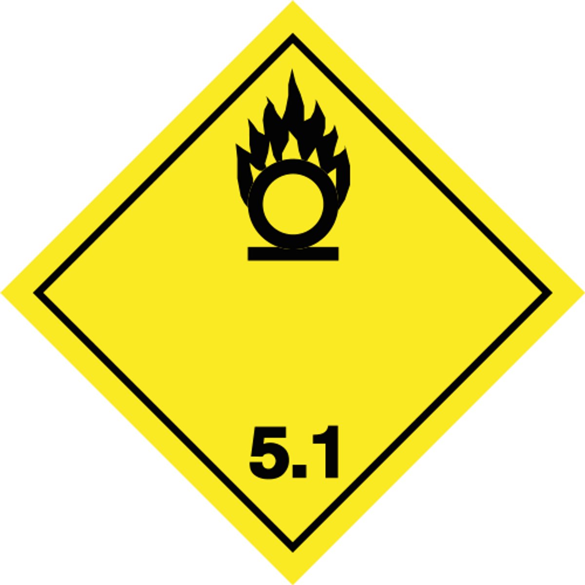 ADR 5.1 sticker oxiderende stof 200x200 mm - vinyl - gevaarsetiket
