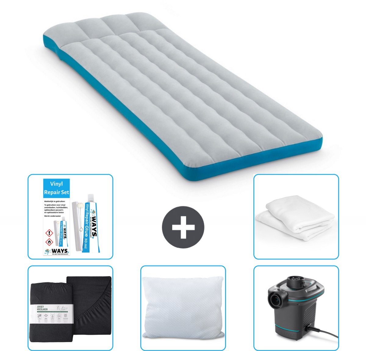 Intex Campingmat - Twijfelaar - 72 x 189 x 20 cm - Blauw - Inclusief Accessoires CB6