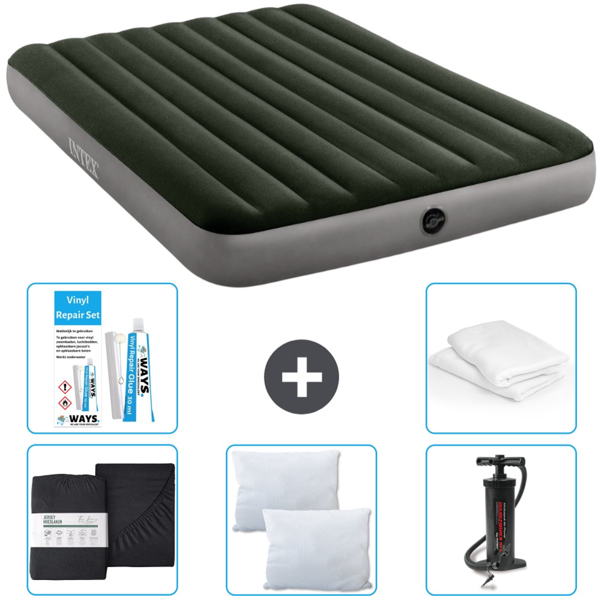 Intex Luchtbed - 2-Persoons - 152 x 203 x 25 cm - Groen - Inclusief Accessoires CB5