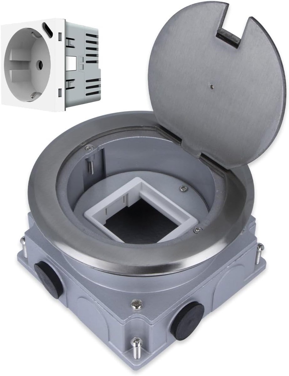 Luxus-Time Robust ground tank made of stainless steel with USB-C and retractable lid, ideal for flexible ground power - ShopVlot