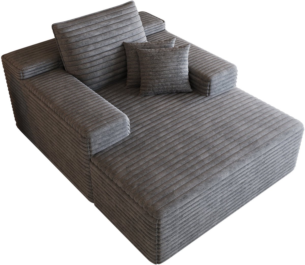 Merax Modulaire Chaiselongue 115 x 159 cm - Ribstof - Diepe Zit - Frameloos - Donkergrijs - Zonder Montage