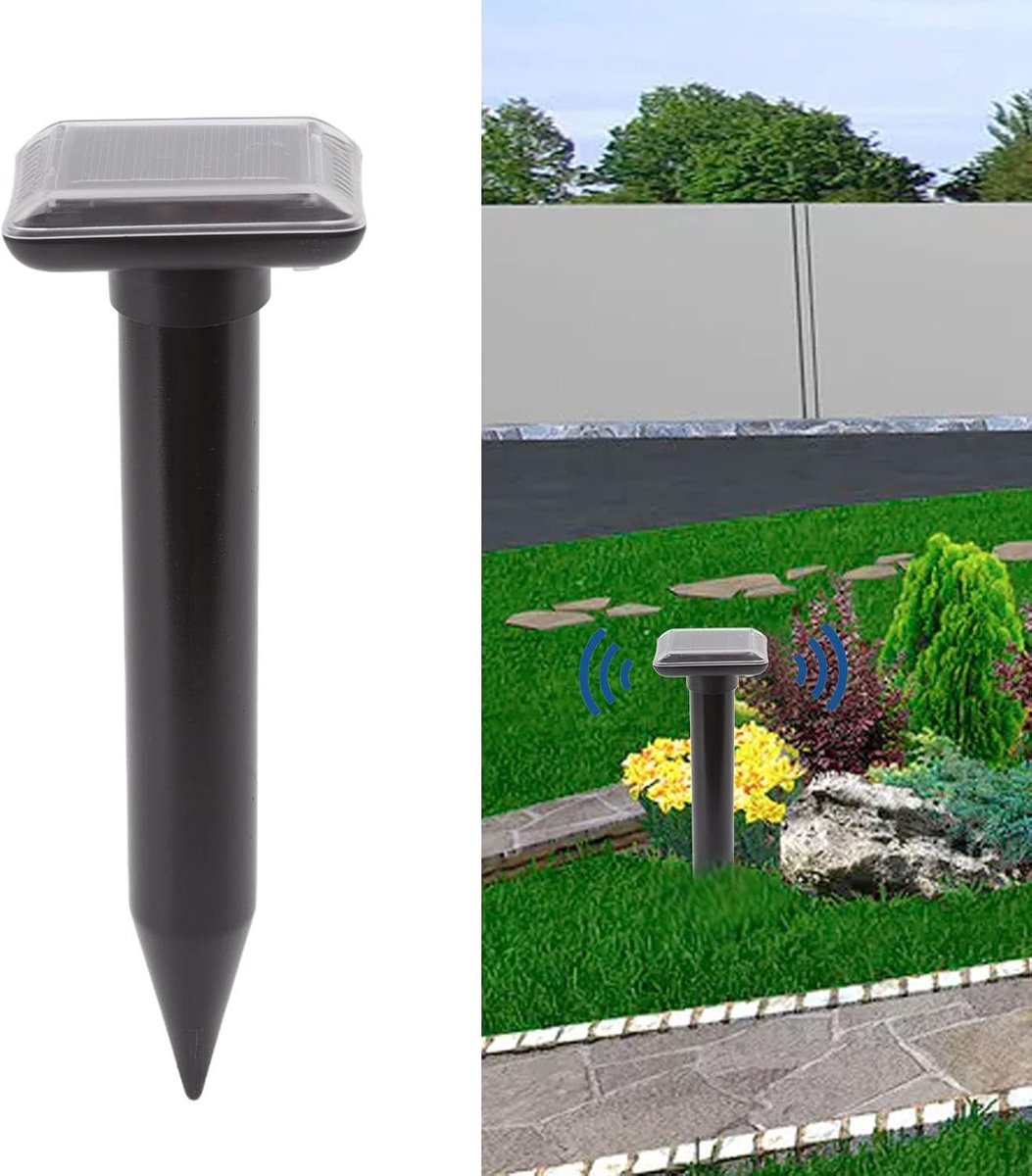 Mollenverjager trilling - Zwart - 19 x 7 cm - Ultrasone Zonne-energie Ongedierteverjager voor Tuin