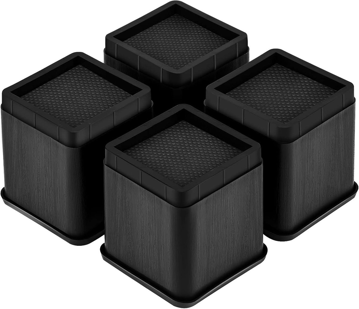 Beenverhoger voor in bed - Zwart - 10,6 cm - Kunststof meubelverhoger - Voor bed, stoel en tafel