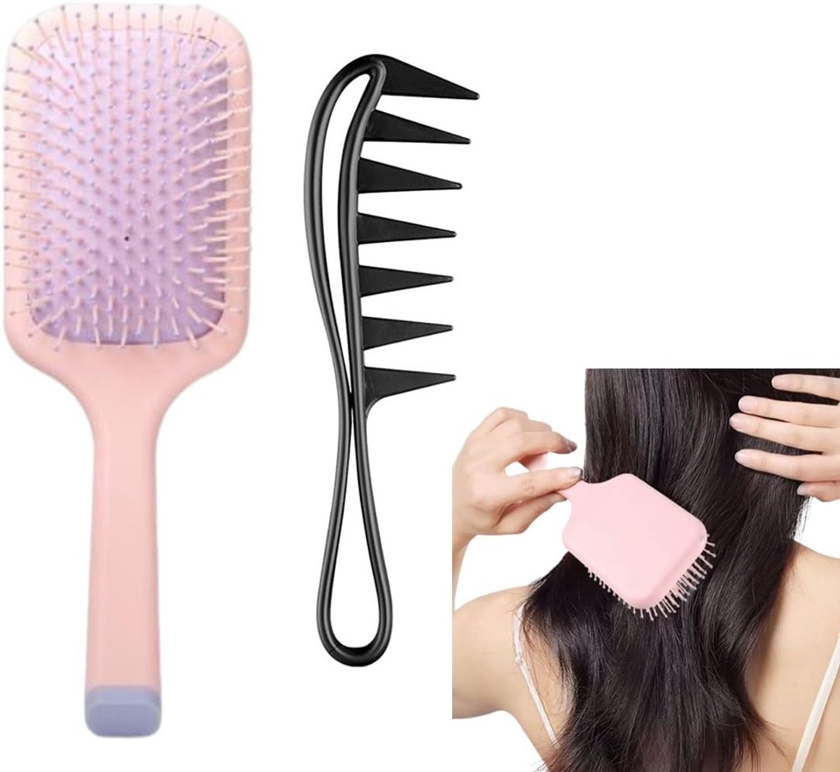 Haarborstel 2 stuks - The Fine Fragile Wet Detangler - minder haarbreuk - ideaal voor dunner wordend haar - ShopVlot