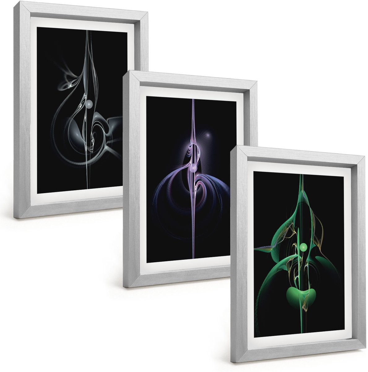 Tulup 4-Delige Schilderij Set - Abstracte patronen in zwart- en kleurtinten - 20 x 30 cm - Wanddecoratie - Schilderijen Set - Kantoor - Stijlvolle Muurdecoratie