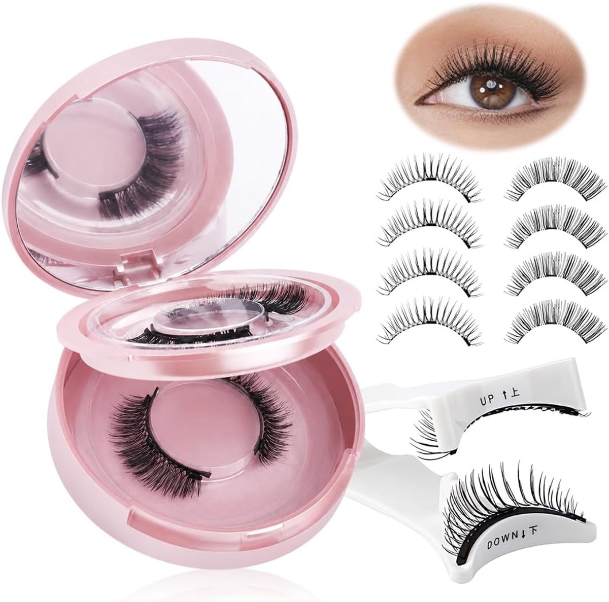 Magnetic Lashes Set – Magnetische wimpers met applicator, herbruikbare wimpers natuurlijke look, kunstwimpers zonder - ShopVlot