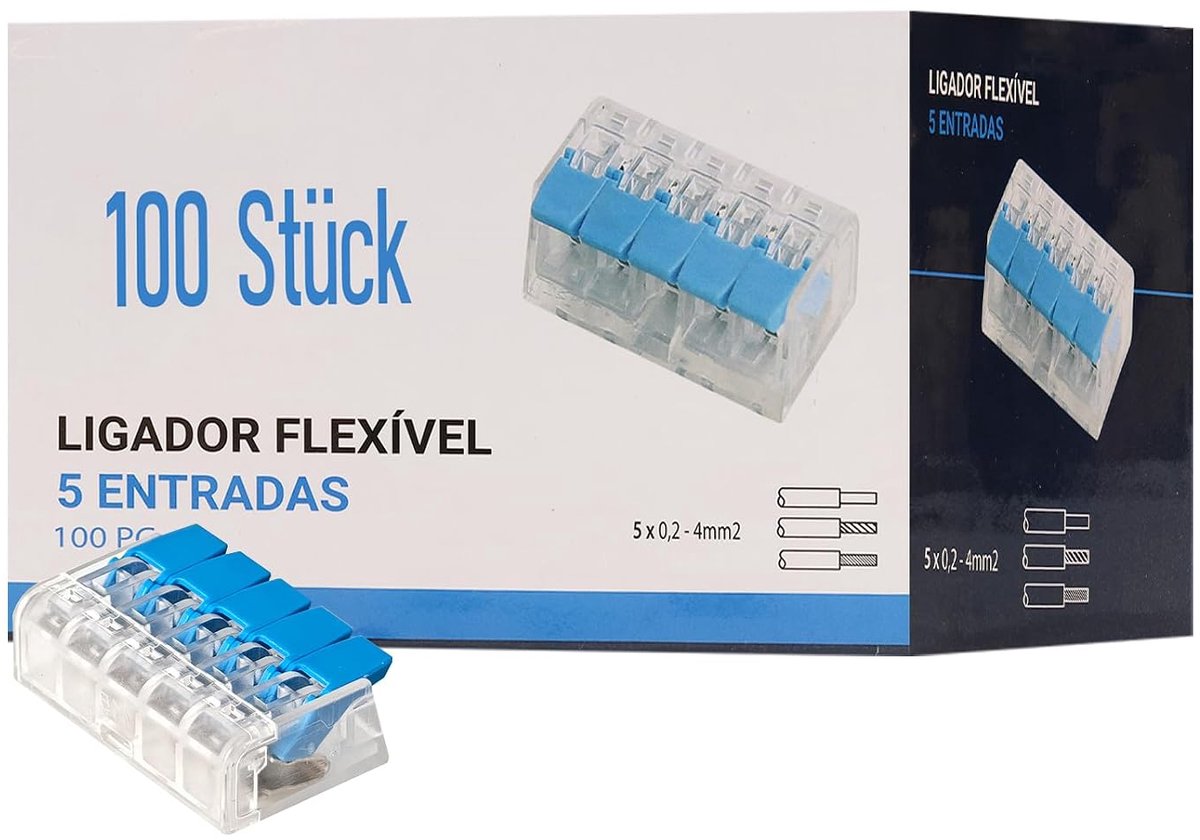 Terminal Terminals, Clamps 5-Pole Conductor, 100 Pieces Cable Connectors Cable Clamps Solid Wire 0.2-4 MM², Terminals - ShopVlot