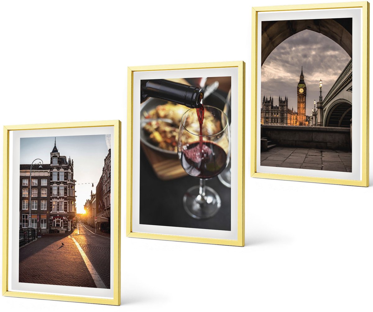 Coloray 3-Delige Schilderij Set - Watervallen, Bergen, Wolkenpaden En Herfstgezichten - 40 x 40 cm En 40 x 60 cm - Wanddecoratie - Muurdecoratie - Moderne Interieurdecoratie - Woonkamer Decoratie