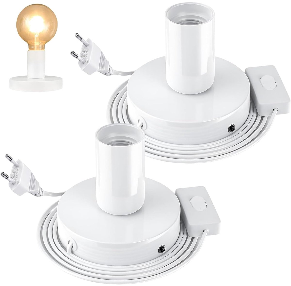 CHENYU 2 stuks E27-fitting met schakelaar, 220 V - ShopVlot