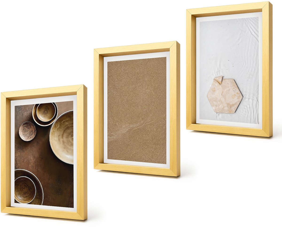 Coloray 4-Delige Schilderij Set - Minimalistische texturen in warme kleuren - 20 x 30 cm - Moderne Wanddecoratie - Woonkamer