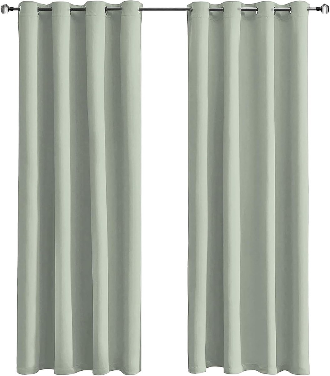 Indoor Curtains Blackout Curtains for Bedroom, Blackout Curtain with Eyelets 1 Piece (120 x 150 cm, Sage Green) - ShopVlot