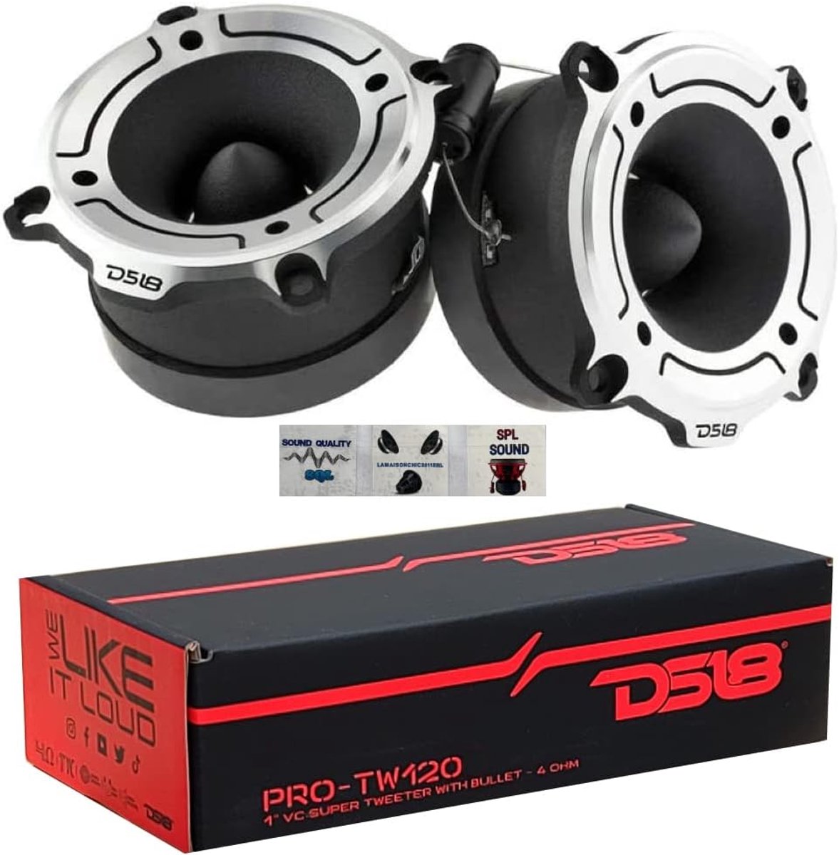 2 DS18 PRO-TW120 super tweeters grey aluminum 120 watt rms and 240 watt max 8 cm diameter impedance 4 ohm sensitivity - ShopVlot