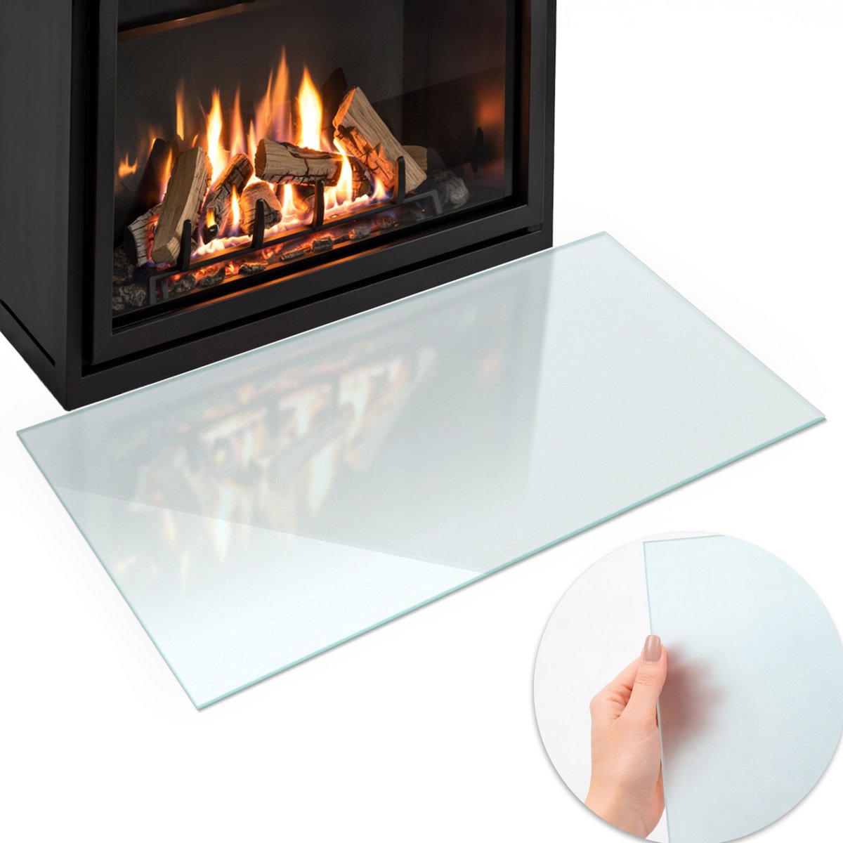 Wallfluent - Vloerplaat openhaard - 120x60cm - Halftransparant Rechthoek - Plaat voor onder houtkachel - Kachelvloerplaat