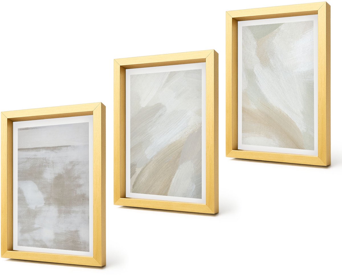 Coloray 4-Delige Schilderij Set - Abstracte penseelstreken op canvas - 20 x 30 cm - Schilderijen Set - Wanddecoratie - Woonkamer - Muurdecoratie
