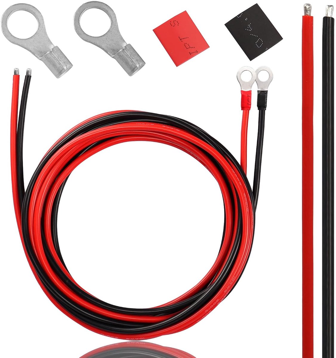 XMSJSIY Solar Battery Cables, 10 Gauge Inverter Cables with 3/8 Inch Ring Terminals 10 AWG Wire Tinned Copper Tray - ShopVlot