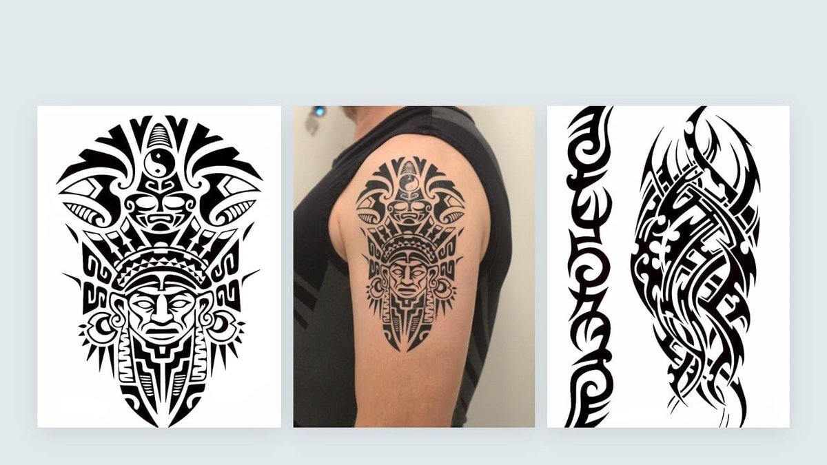 J519 524 Temporary Tribal Tattoos Maori Design Tattoos Tribal Self Adhesive Tattoos 2 Sheets Set - ShopVlot