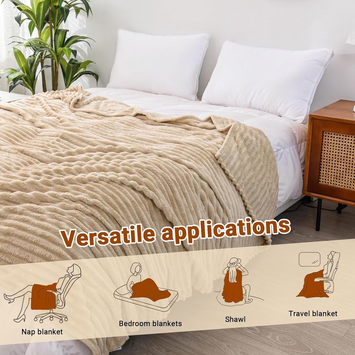 Blanket 150 x 200 cm, Soft Fur Blanket, Double Blanket for Comfort, Fluffy Blanket, Warm Blanket and Sofa Cover - ShopVlot