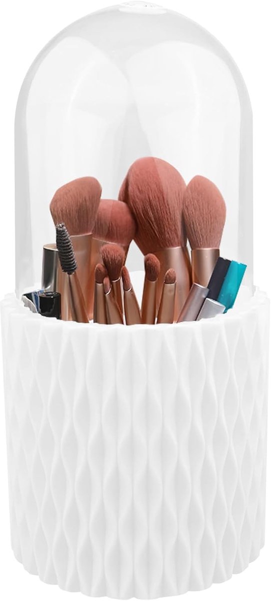 Makeup Organiser, 360° Rotating Cosmetic Storage Makeup Table Makeup Storage Box Makeup Brush Storage Box with Lid for - ShopVlot