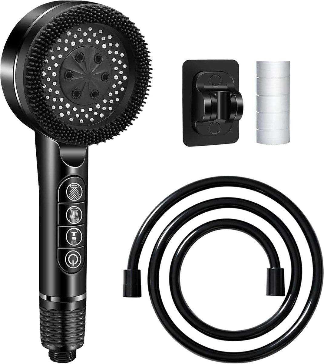 High Pressure Shower Head with Filter, 4 Spray Modes (Massage/Rain/Saving/High Pressure), 3.5 Inch Silicone Spray - ShopVlot