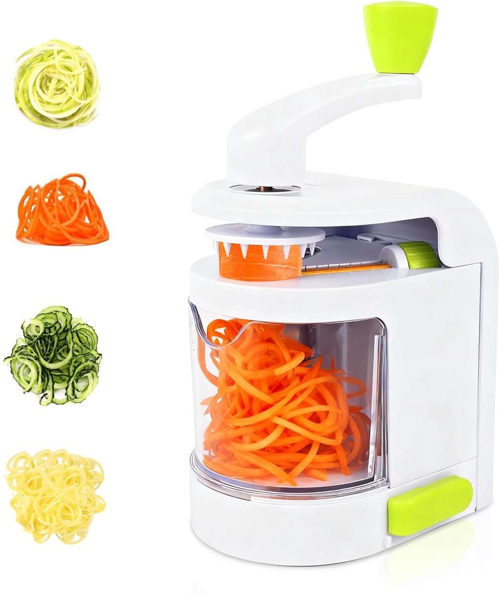 Famanu – 4-in-1 spiraalsnijder voor groenten, courgette en noedels, BPA-vrij, ideaal voor het maken van spaghetti, geschikt voor wortelen en komkommers