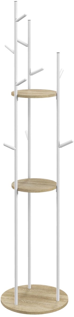 Famanu Kapstok voor de hal, 40x167 cm, natuur en wit, ideaal voor het ophangen van jassen en accessoires
