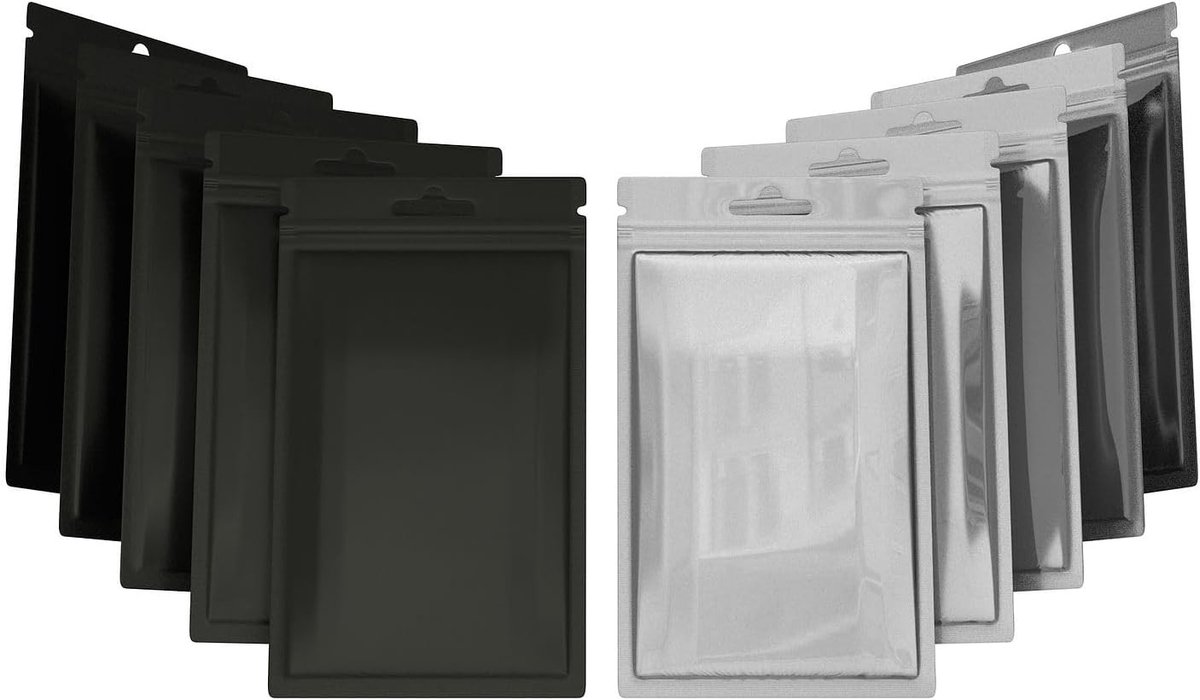 Hersluitbare zakjes zipsluiting - Zwart - 8,5 x 13 cm - Aluminium Voedselzakjes met Ritssluiting - Voor Bewaren en Verpakken