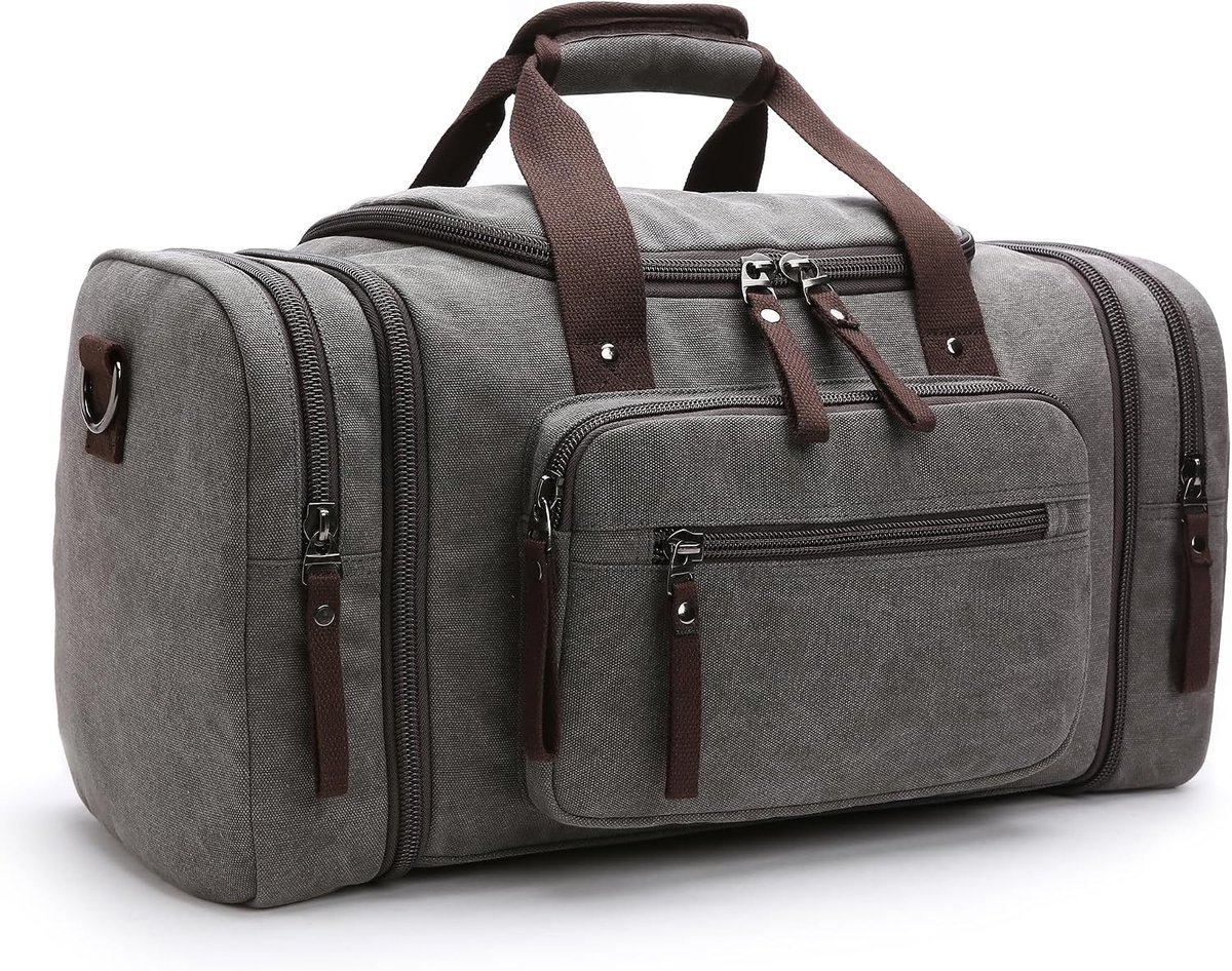 Travel Duffel Bag for Men, Large Expandable Holdall Bag for 15.6 Inch Laptop with Shoulder Strap Weekender Bag for Gym - ShopVlot
