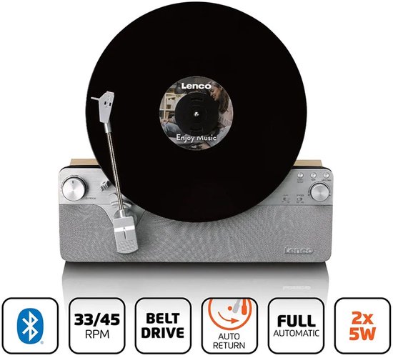 Lenco Platenspeler - Verticale Platenspeler - Volledig automatisch - Bluetooth - LSA-071SI - Grijs — afbeelding 4