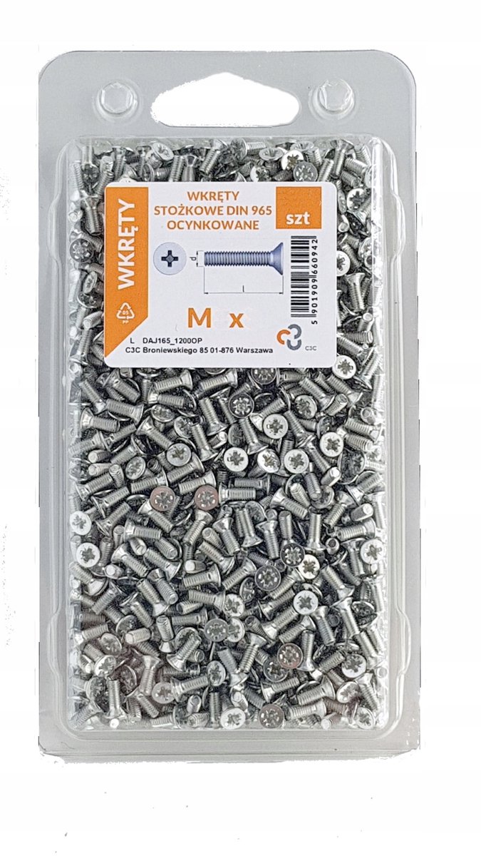C3C kegelschroeven M5x50 verzinkt DIN 965 - 130 stuks