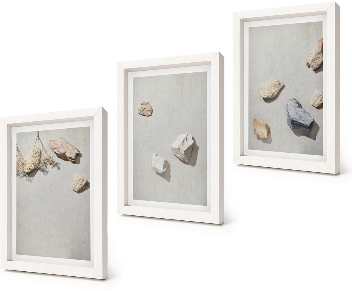 Coloray 3-Delige Schilderij Set - Boho strandstenen minimalistische decoraties - 20x30 - Muurdecoratie - Interieur Decoratie - Stijlvolle Muurdecoratie