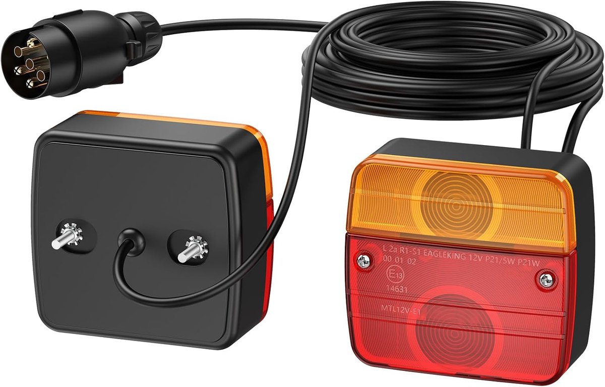 Trailer Light, 2pcs Tail Lights 12V DC, E-Mark Certified (E13), Screw Mount Tail Lights with 7.5m/24.6ft Cable - ShopVlot