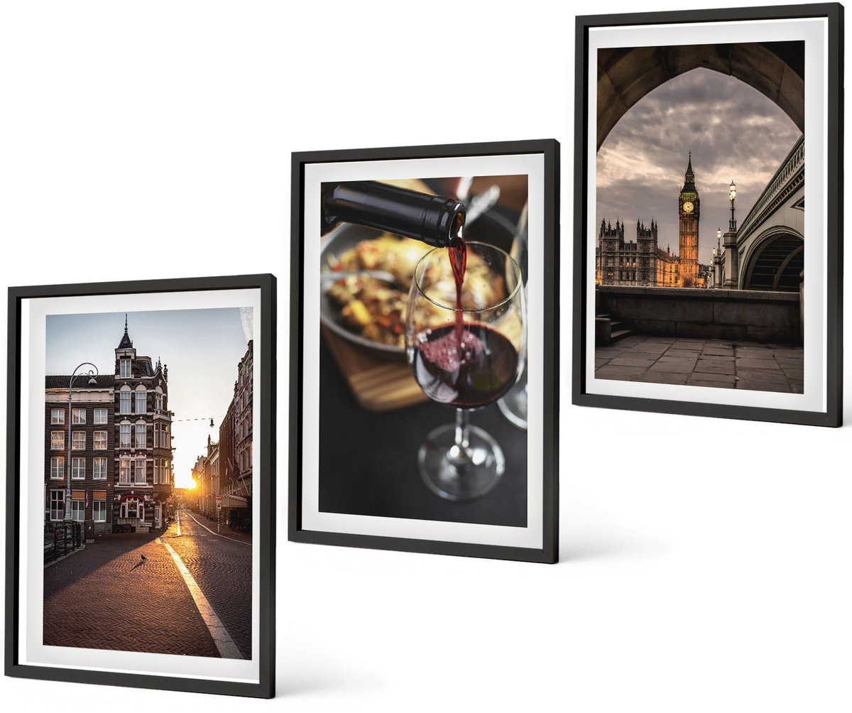 Coloray 3-Delige Schilderij Set - Een Serie Foto'S Met Stadseten En Een Uitzicht Op Londen. - 40 x 60 cm - Moderne Wanddecoratie - Woonkamer - Stijlvolle Muurdecoratie