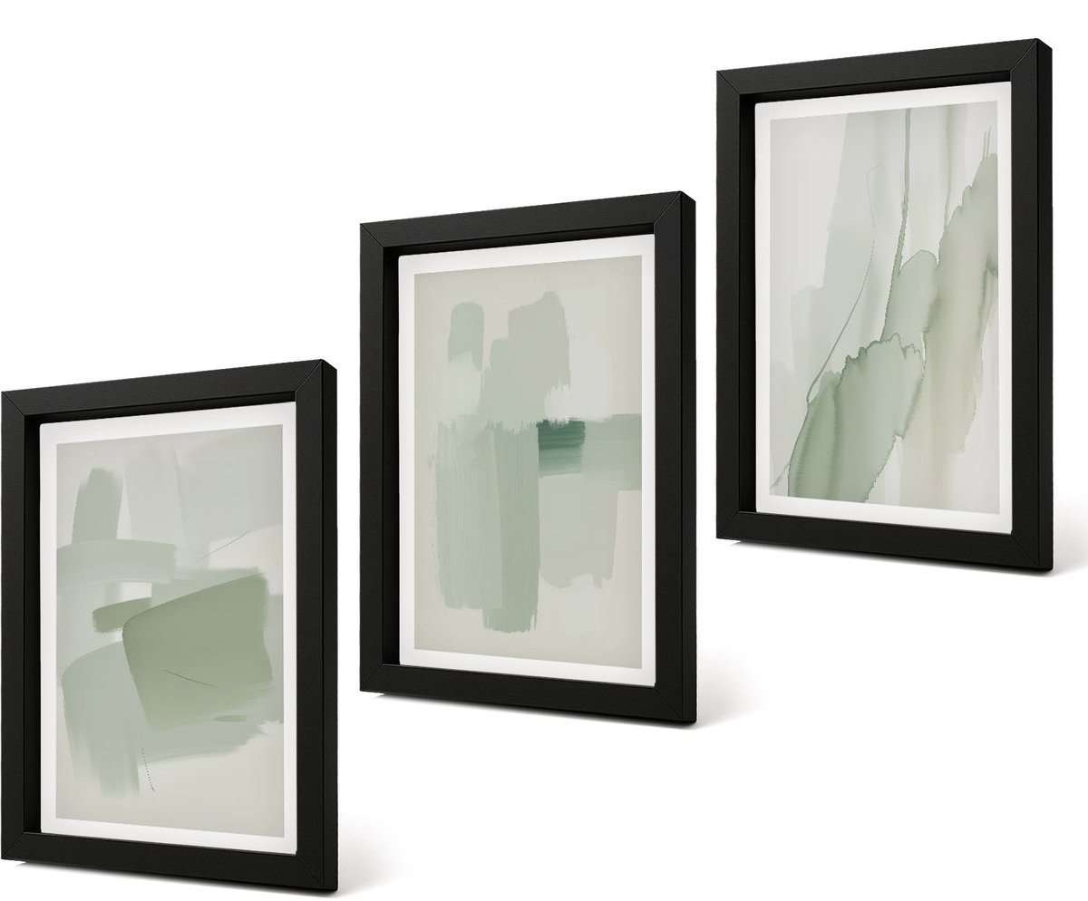 Coloray 4-Delige Schilderij Set - Abstracte patronen in aquarelstijl - 20 x 30 cm - Wanddecoratie - Schilderijen Set - Interieur - Woonkamer Decoratie