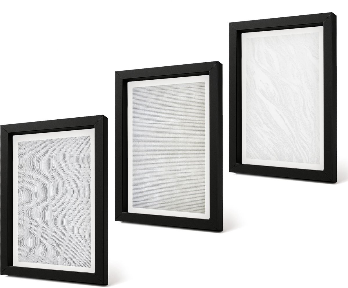 Coloray 4-Delige Schilderij Set - Heldere structuren, snaarpatronen op zand - 20 x 30 cm - Moderne Wanddecoratie - Slaapkamer - Woonkamer Decoratie