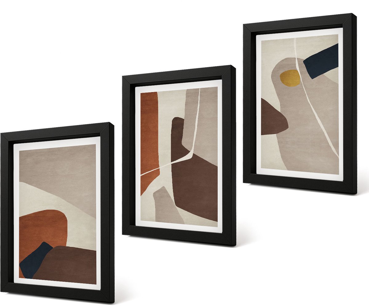 Coloray 4-Delige Schilderij Set - Abstracte boho-schildervormen in moderne stijl - 20 x 30 cm - Moderne Wanddecoratie - Slaapkamer