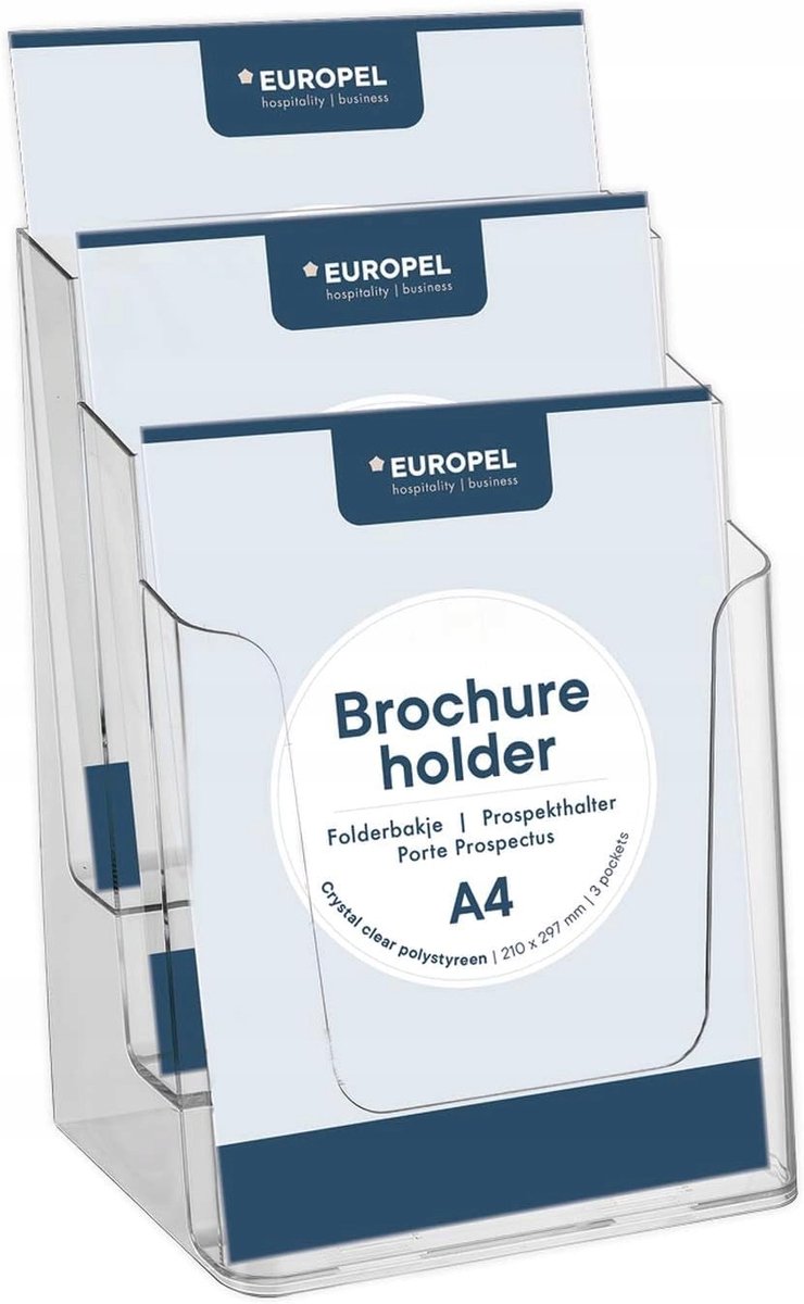 Acryl Folder Display A4 - 3 Niveaus, Transparant