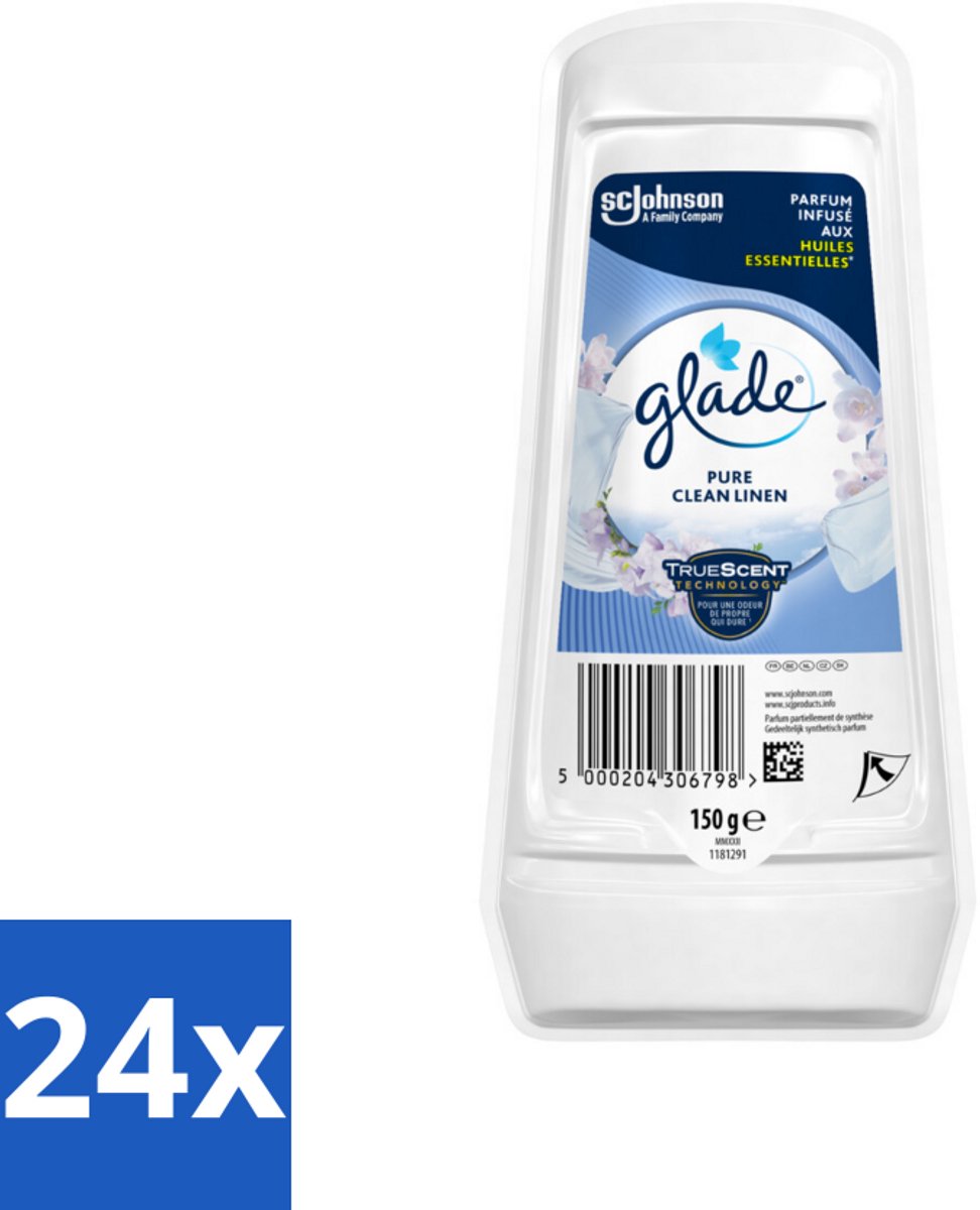 24 x Glade - Gel - Pure Clean Linen - 150 g - Luchtverfrisser - Geur - Linnengeur - Huisgeur - Glade