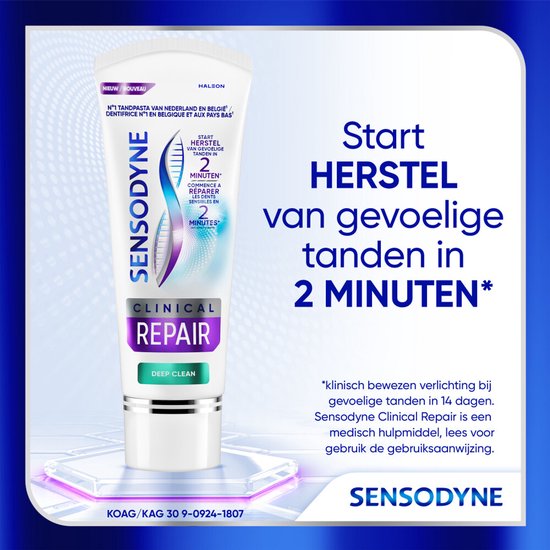 Start herstel van gevoelige tanden in 2 minuten. Sensodyne Clinical Repair. Klinisch bewezen verlichting bij gevoelige tanden in 14 dagen.