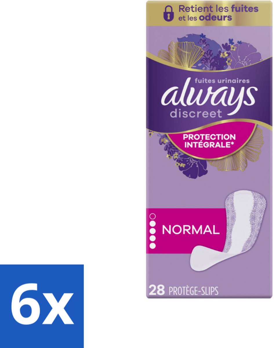 6 x Always - Inlegkruisjes - Long - Protection - 28 Inlegkruisjes - Incontinentieverzorging - Inlegkruisjes - Blaaszwakte - Discreet - Incontinentie