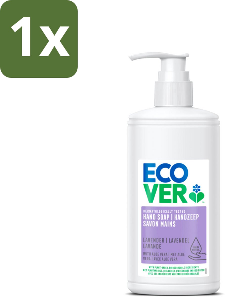 1 x Ecover - Handzeep - Lavendel & Aloë Vera - 250 ml - Handzeep Lavendel Aloë Vera - Handzeep 250 Ml - Handzeep Natuurlijk - Handzeep Dermatologisch Getest - Handzeep Voor Gevoelige Huid
