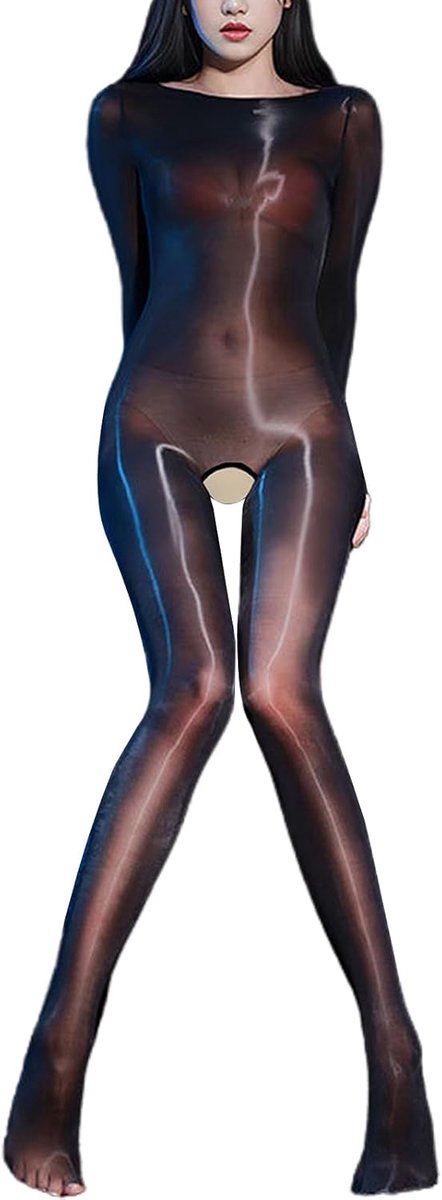 Bodystocking lange mouw - nylon catsuit - glanzend design - sexy uitstraling - ShopVlot