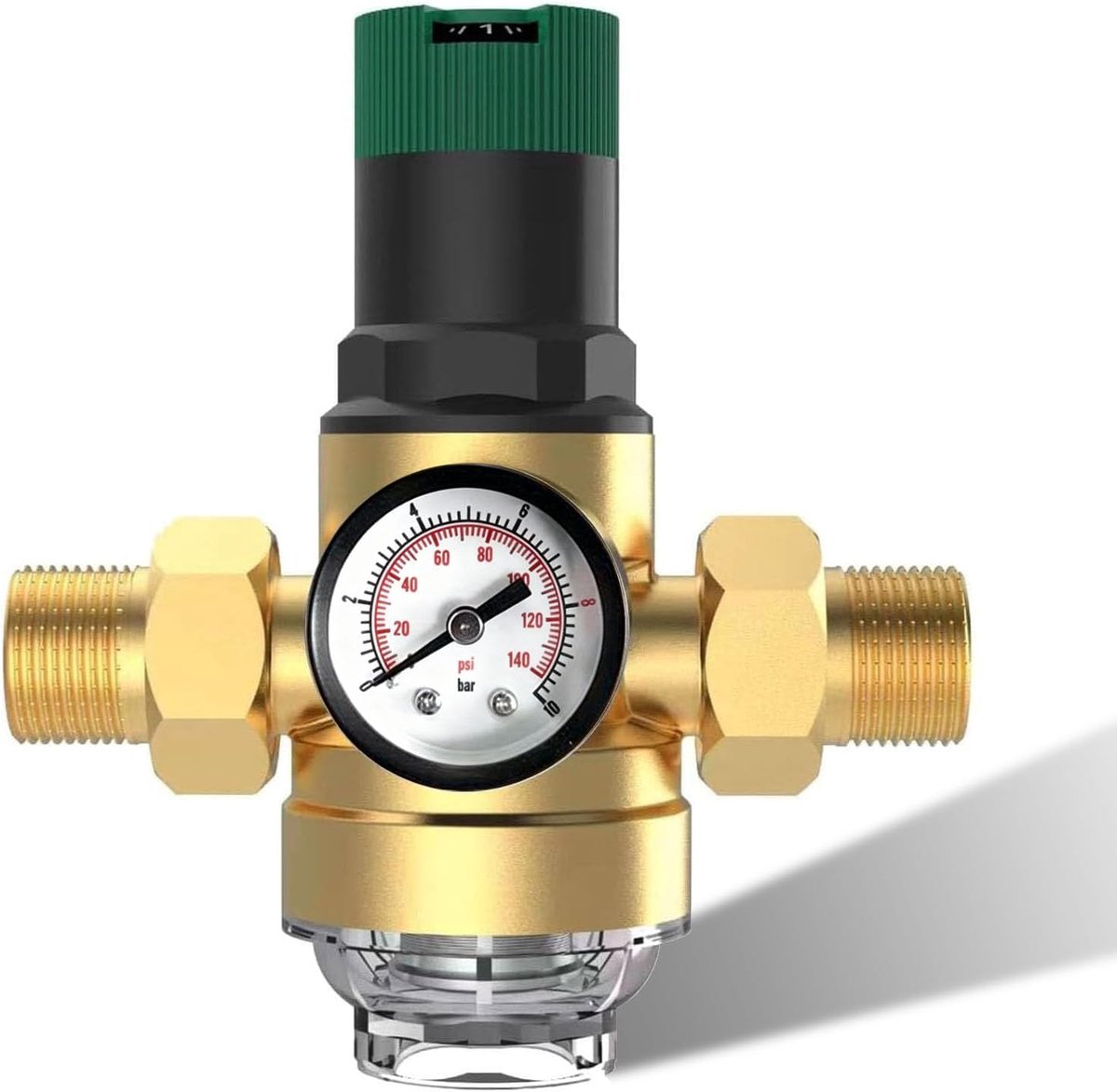 Waterdrukregelaar met manometer - 3/4" aansluiting - messing - voor optimale waterdrukbeheersing - ShopVlot