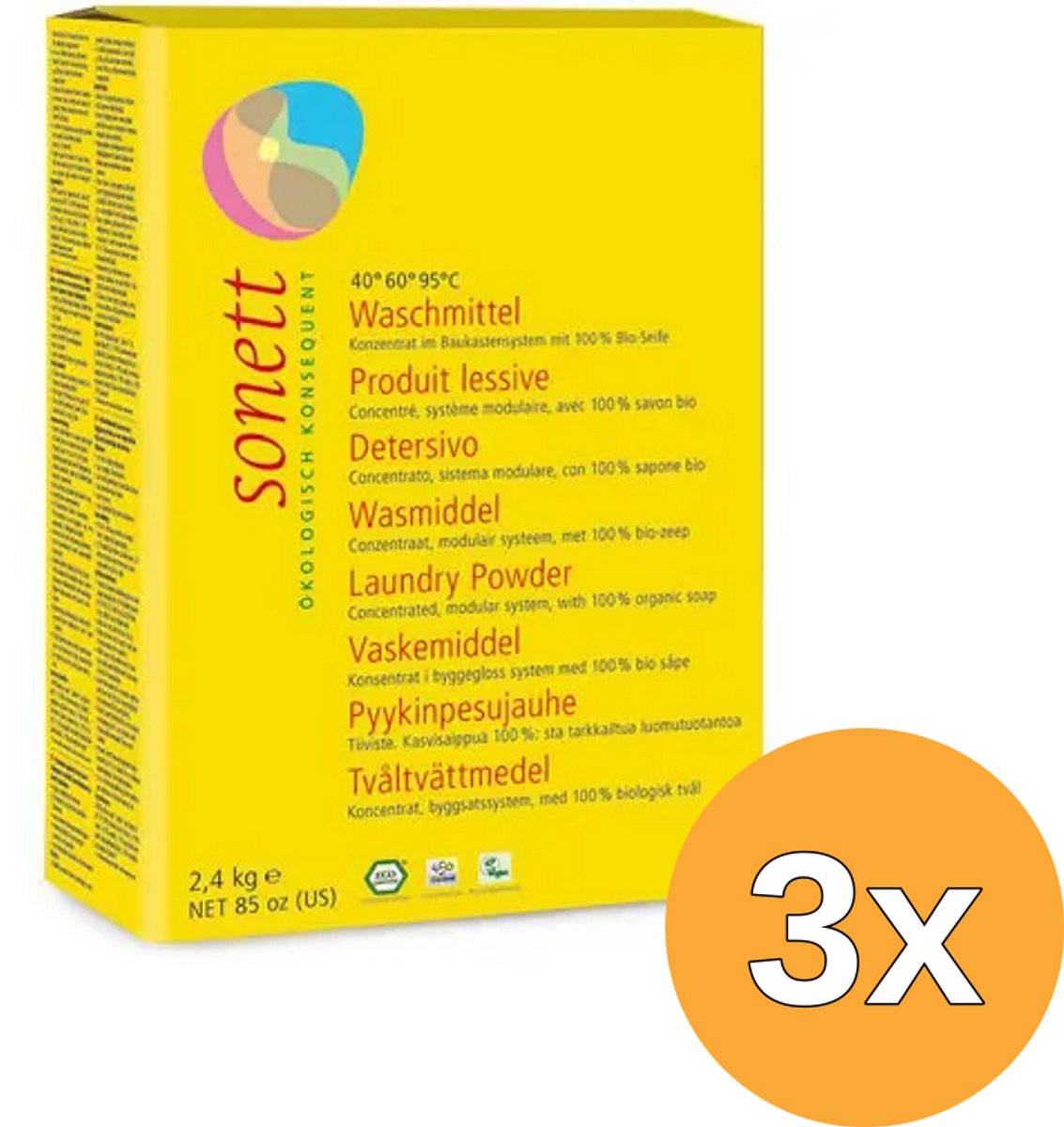 3x Sonett Wasmiddel Compact (2400 gr)