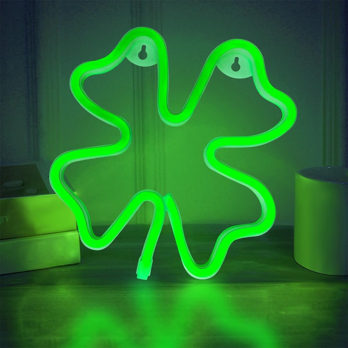 Neon lichtsignaal klavertje vier - LED wanddecoratie - USB of 3 AA batterijen - sfeervolle verlichting voor slaapkamer - ShopVlot