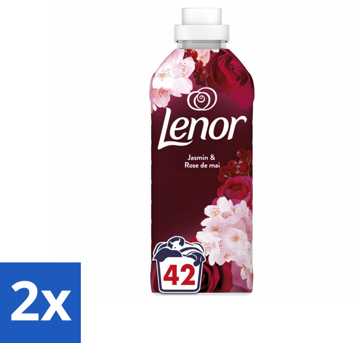 2 x Lenor - Wasverzachter - Jasmijn & Rose de Mai - Fris & Zacht - 42 Wasbeurten - Wasverzachter - Lenor - Jasmijn - Roze - Geur