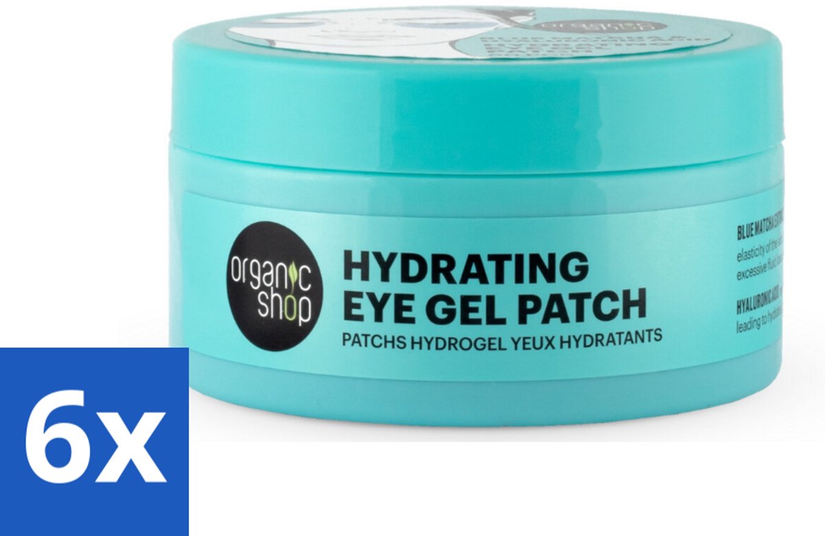 6 x Organic Shop - Eye Gel Patch Blue Matcha & Hyaluronic Acid - Verfrissend en Hydraterend - 60 Patches - Oogpatches - Oogverzorging - Anti-rimpel - Hydratatie - Hyaluronzuur