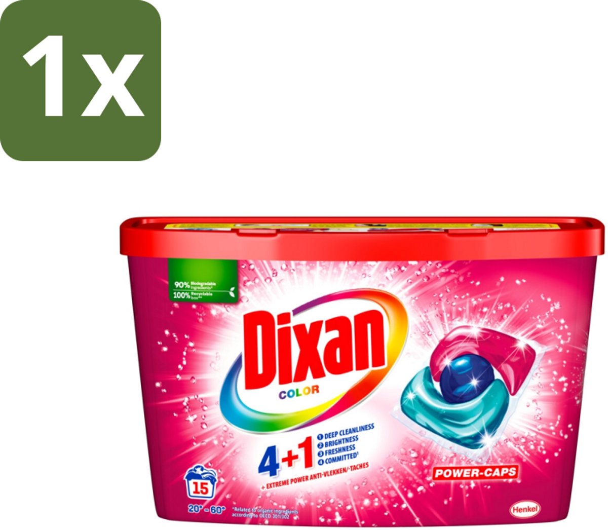 1 x Dixan - Wasmiddelcapsules - Voor gekleurde was - 15 wasbeurten - Gekleurde Was - Wasmiddelcapsules - Kleurbehoud - Vlekverwijdering - Frisheid