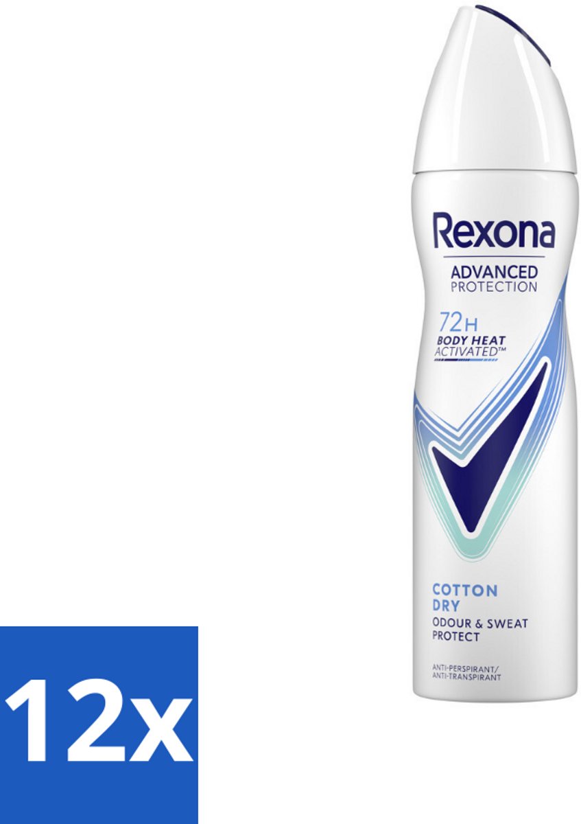 12 x Rexona Women - Deodorant Spray - Cotton Dry - Zachte Frisheid - 150 ml - Rexona - Antitranspirant - Deodorant - Vrouwen - Cotton Dry