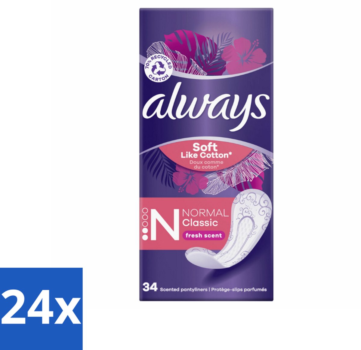 24 x Always - Inlegkruisjes - Normal - 34 Inlegkruisjes - Inlegkruisjes - Always - DailyFresh - Inlegkruisjes Normale - Hygiëne