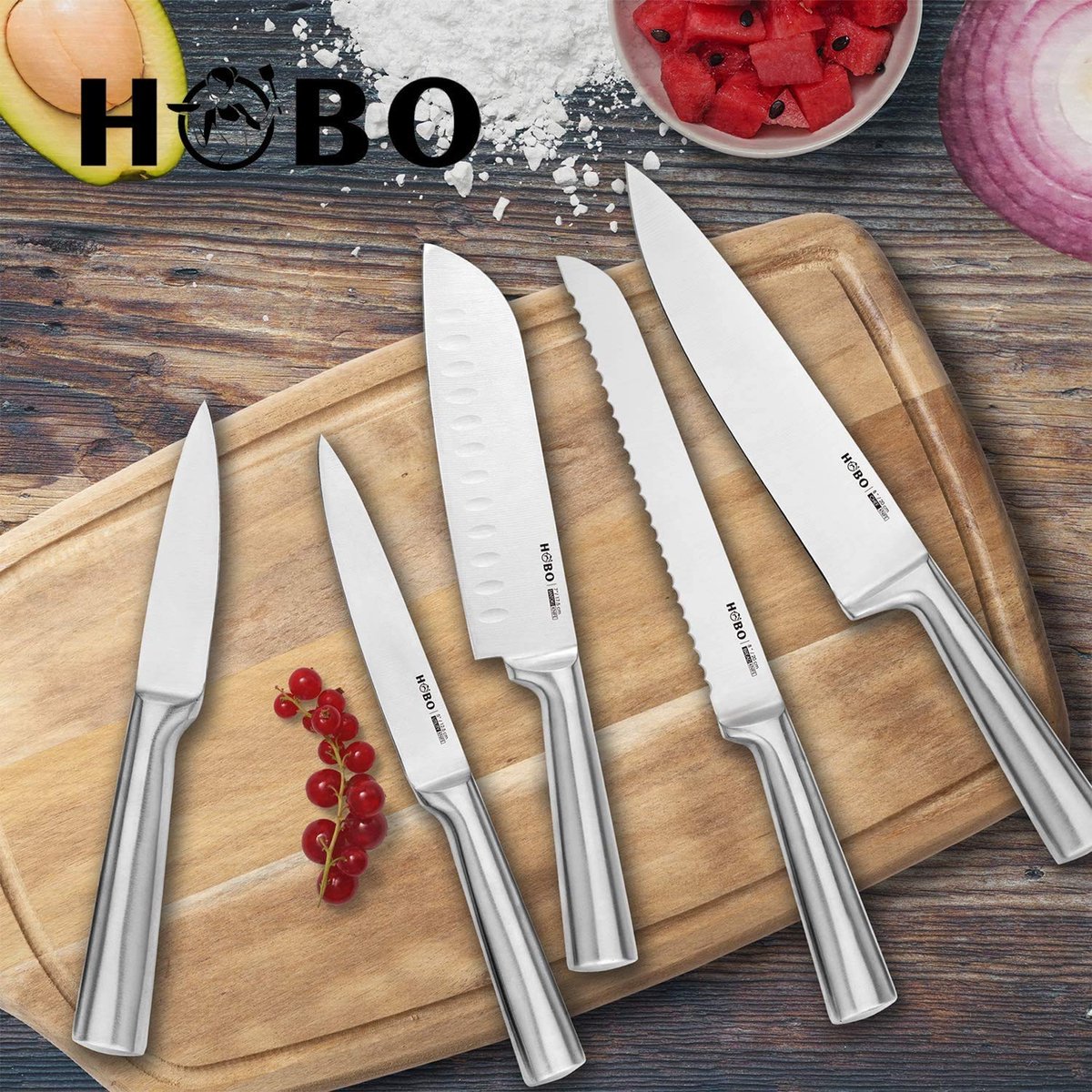 Messenset 5-delig - roestvrij staal - scherp lemmet - ideaal voor de keuken - ShopVlot
